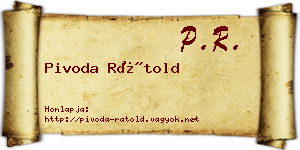 Pivoda Rátold névjegykártya